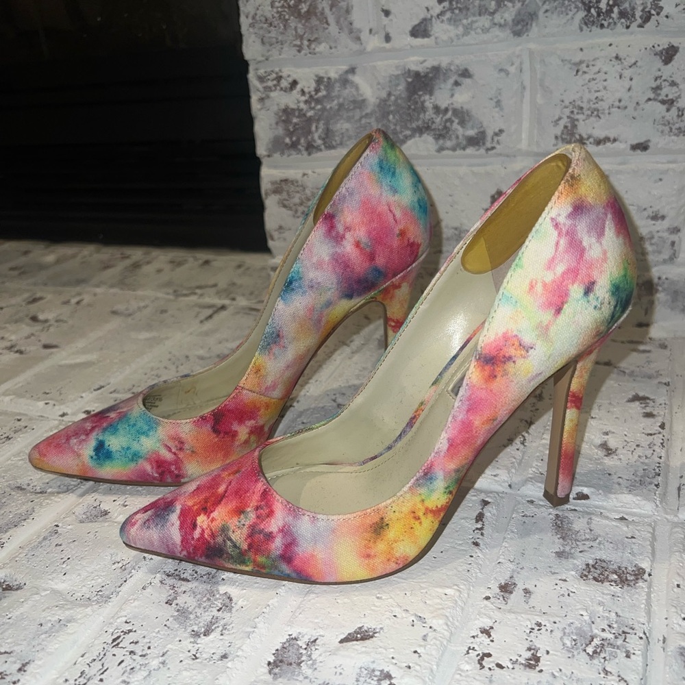 BCBGeneration Pointy Toe Colorful Rainbow Pumps